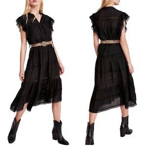 Free People Midnight Black Midi Dress. XS, L